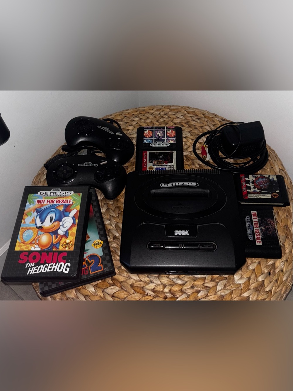 Sega Genesis Retro Console Bundle in Black with Controllers and Game Cartridges